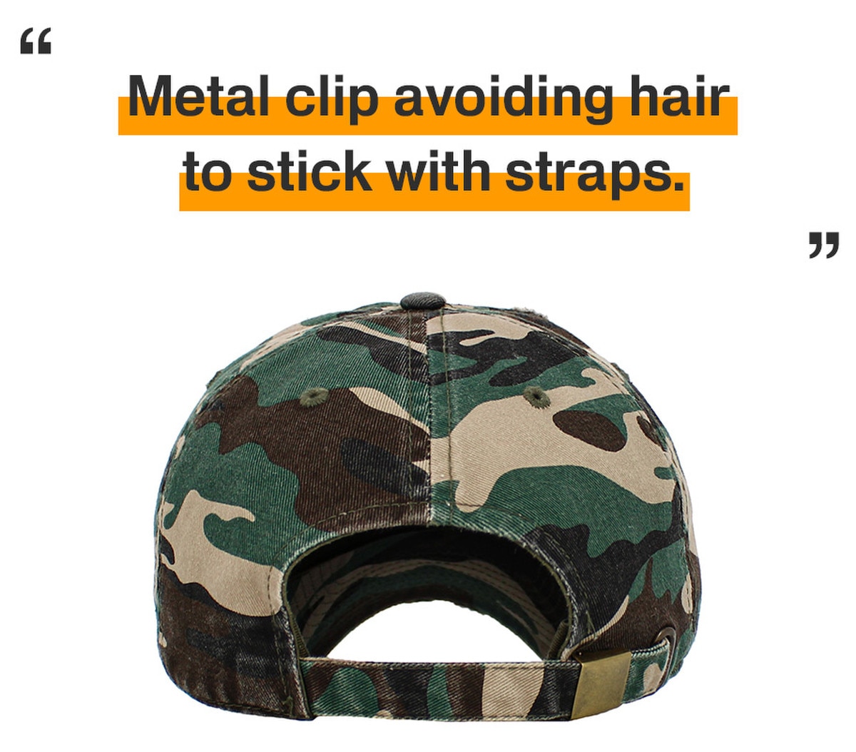 Camouflage Distressed Vintage Baseball Cap Back Side View